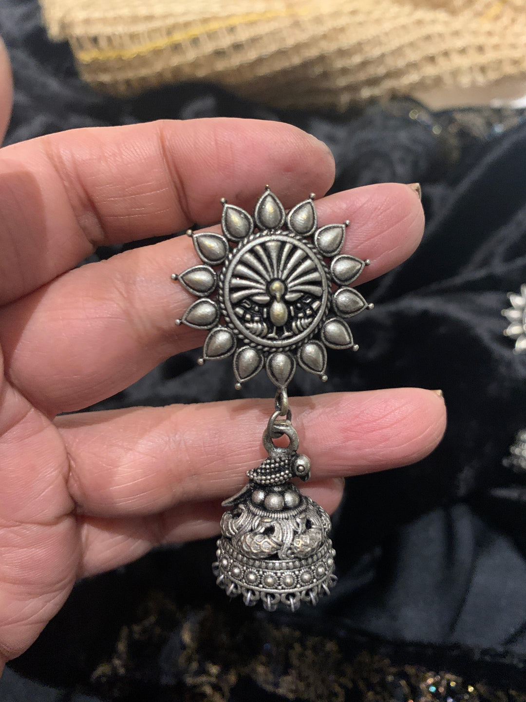 Floral Peacock Jhumkis - SHIVKA