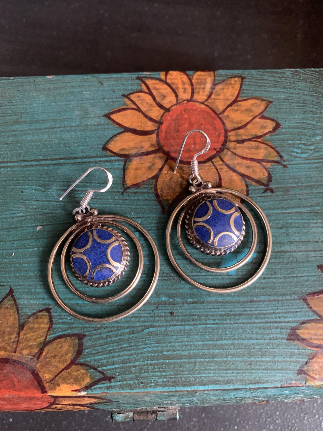 Spiral Lapis Blue Danglers - SHIVKA