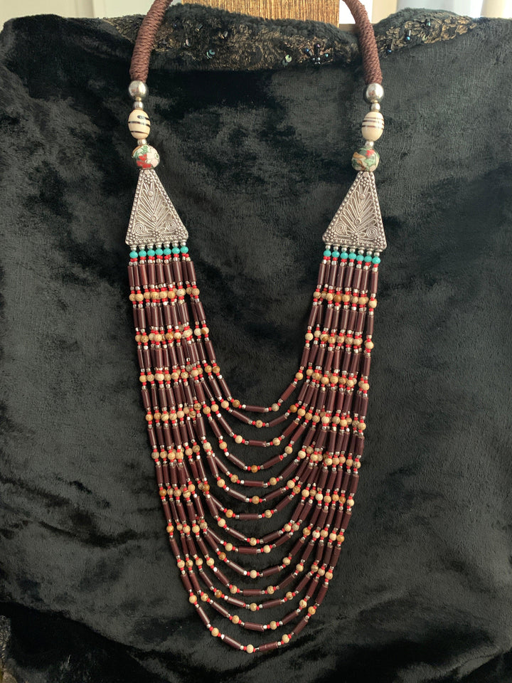 Fourteen Layered Tribal Beaded Necklace - SHIVKA