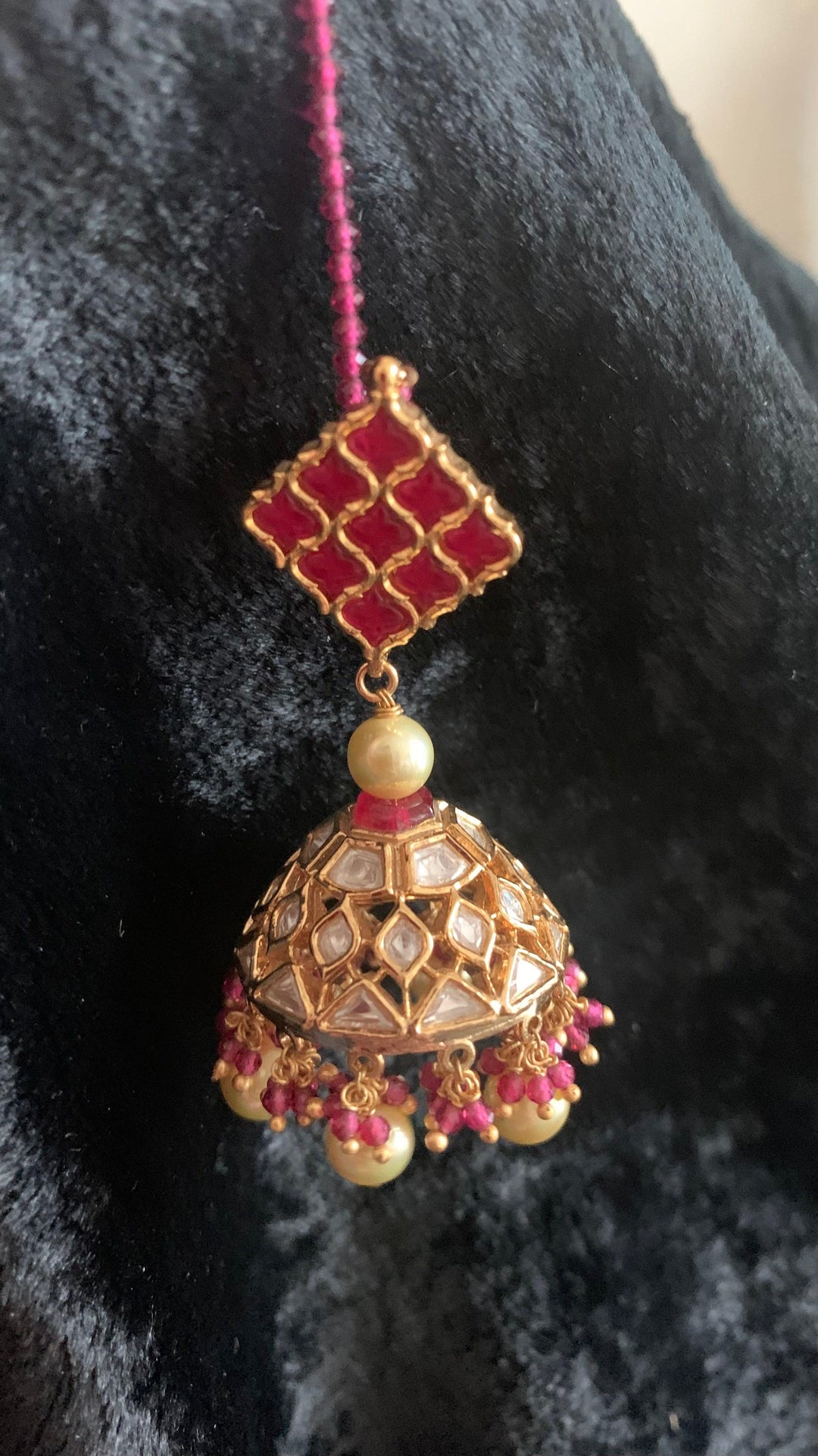 Kundan Pendant Ruby Necklace with Earrings - SHIVKA