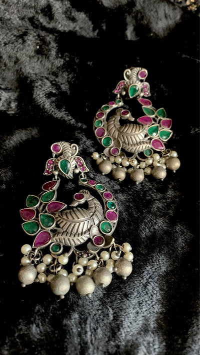 Multicoloured Peacock Earrings - SHIVKA