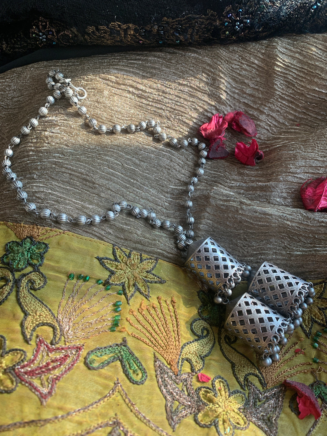 Antique Cut work Necklace with Earrings