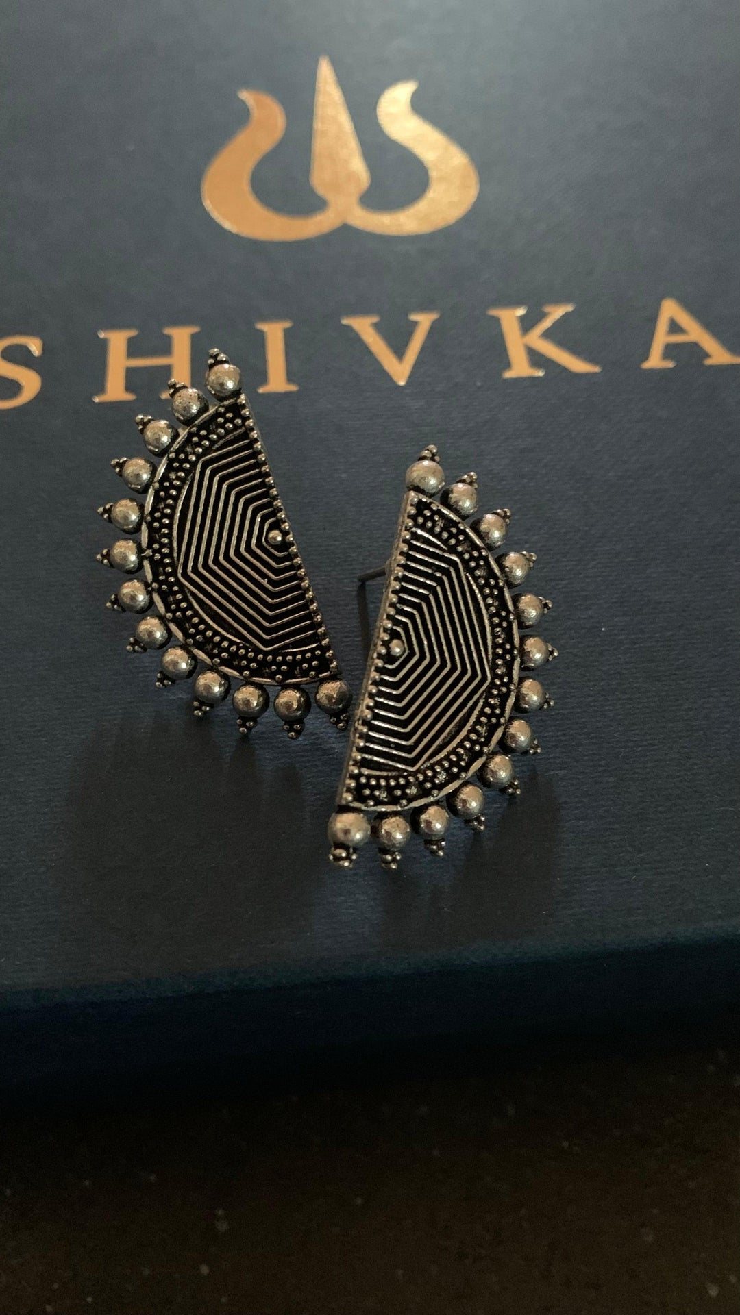 Semi Circle Crescent Stud Earrings - SHIVKA