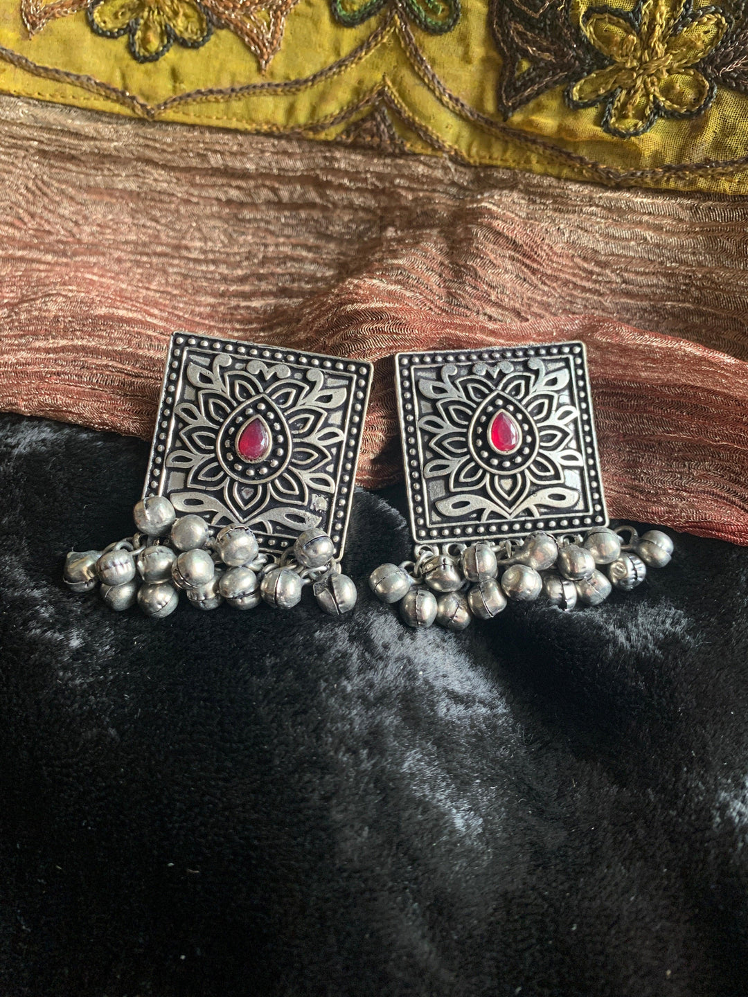 Red Ghungroo Pendant Necklace Set - SHIVKA