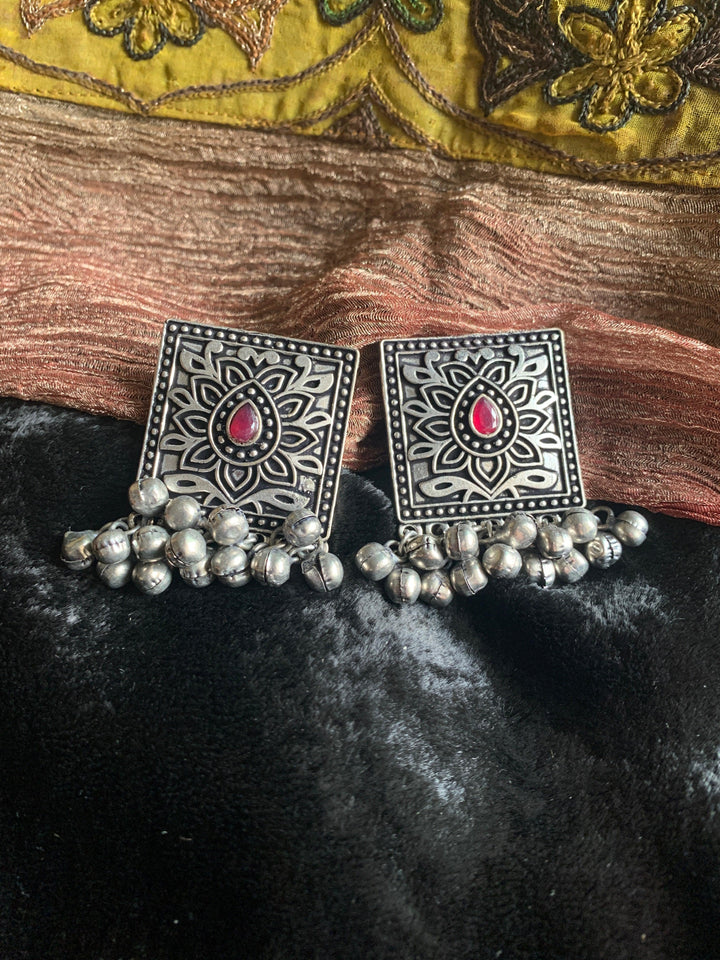 Red Ghungroo Pendant Necklace Set - SHIVKA