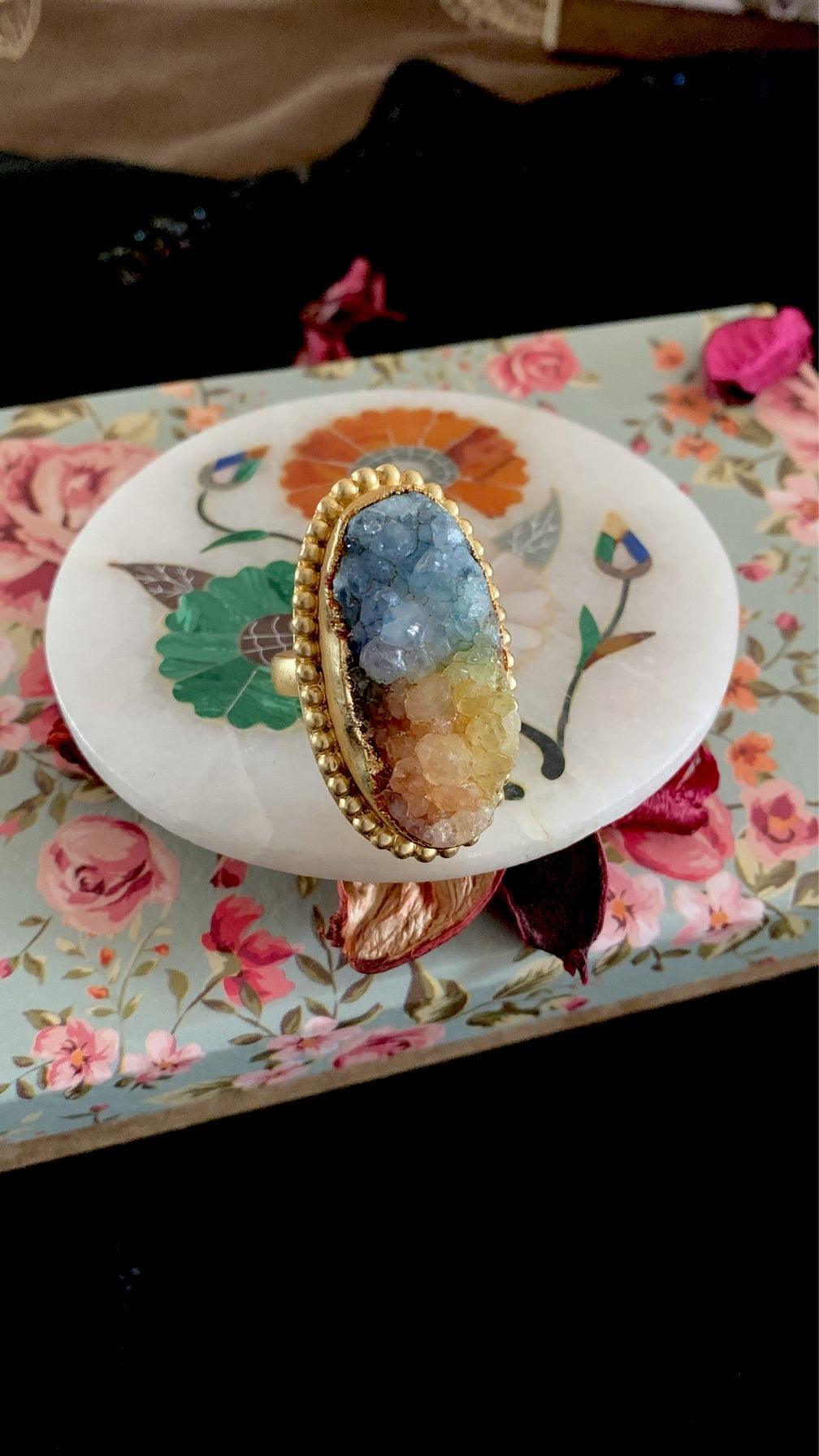 Stylish Multicoloured Stone Ring - SHIVKA