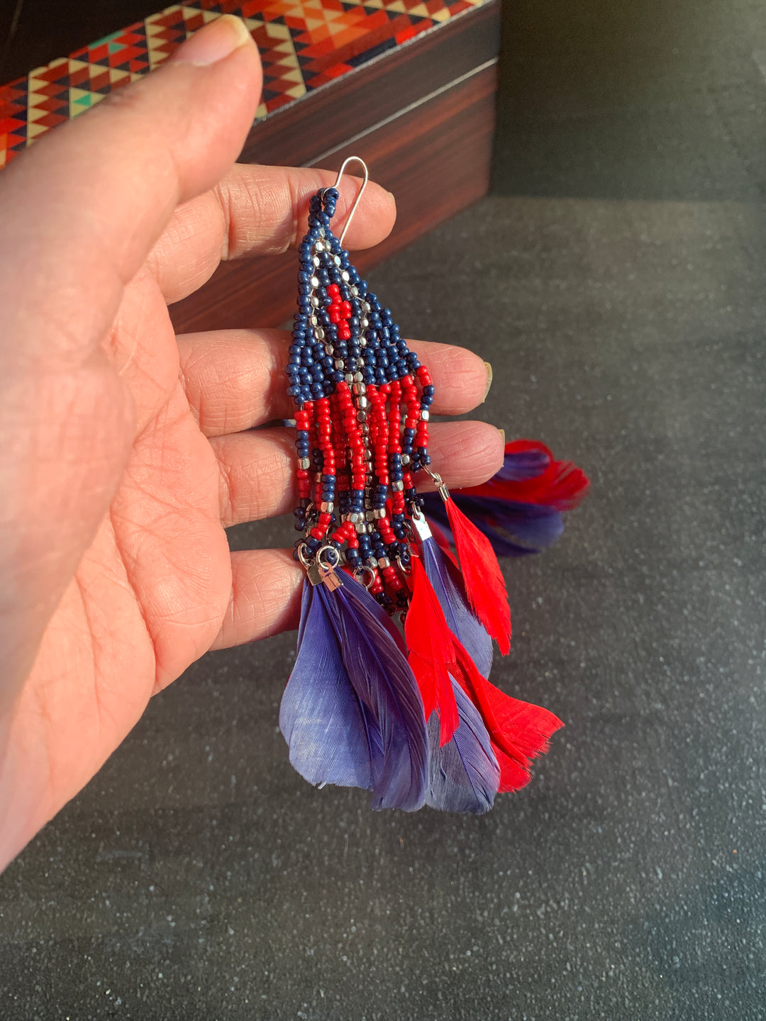 Beaded Feathers Earrings