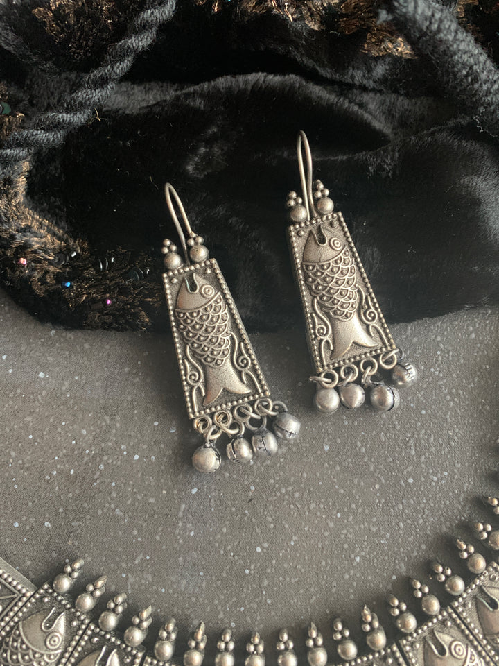 Antique Fish Necklace with Earrings