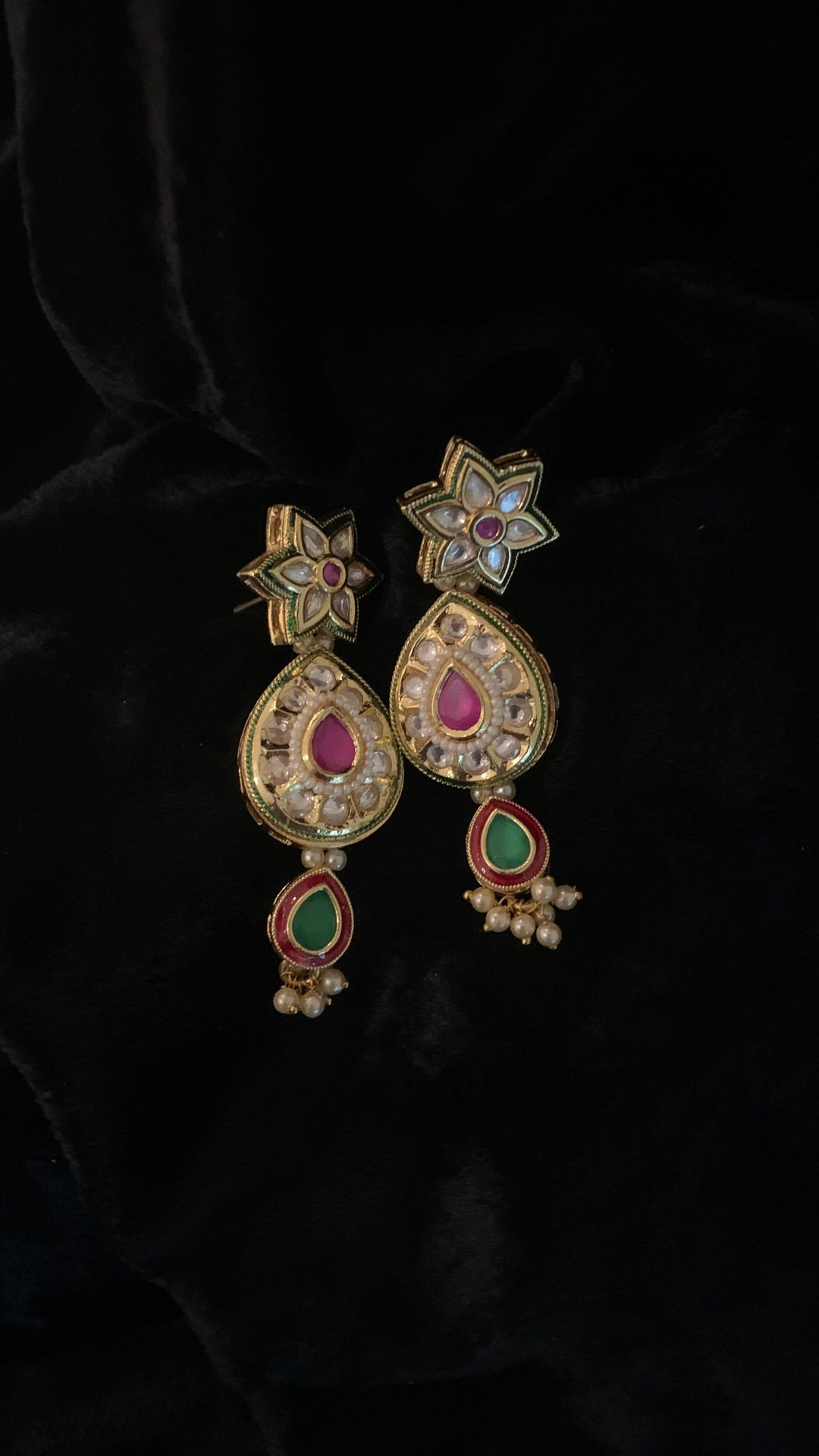 Pearl Mesh Kundan Choker with Earrings - SHIVKA