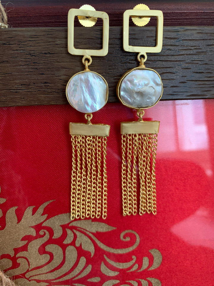 Baroque Pearls Tasseled Earrings