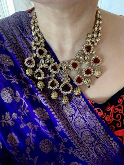 Gorgeous Uncut Diamond Necklace with Earrings - SHIVKA