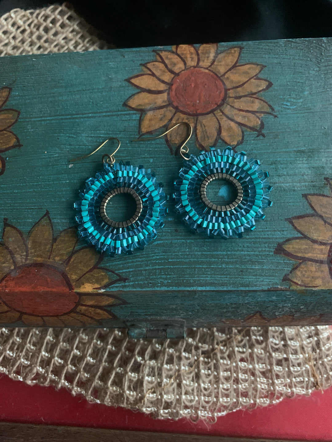 Blue Beaded Earrings