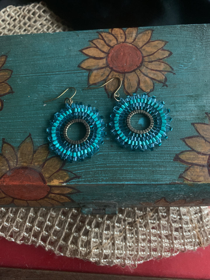 Blue Beaded Earrings