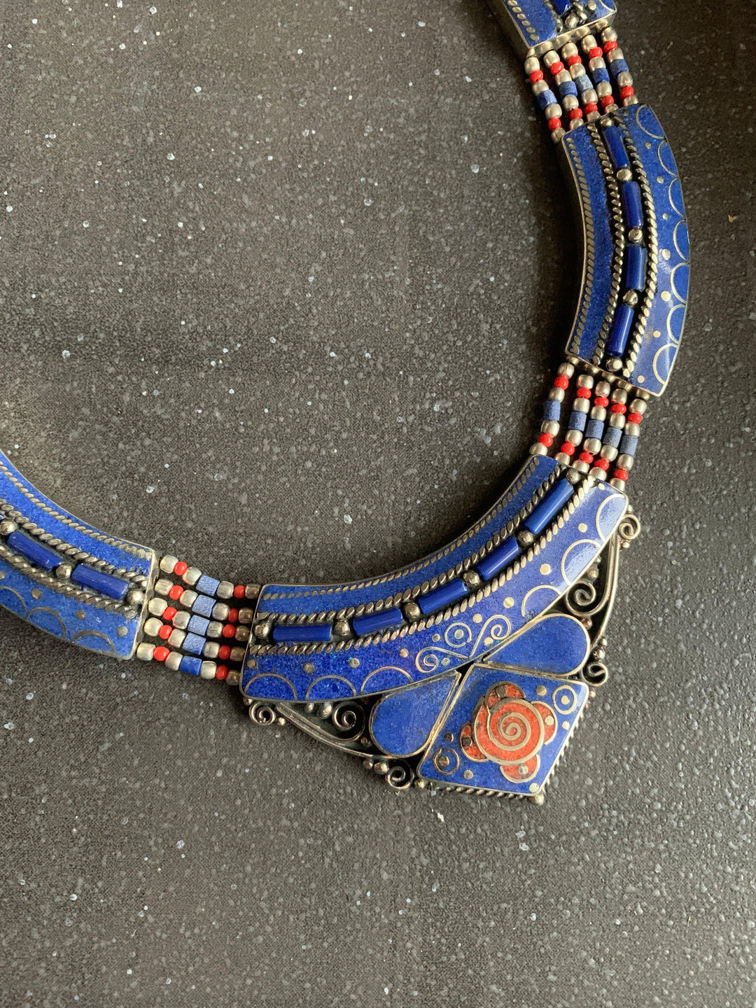 Lapis Lazuli Silver Tone Necklace - SHIVKA