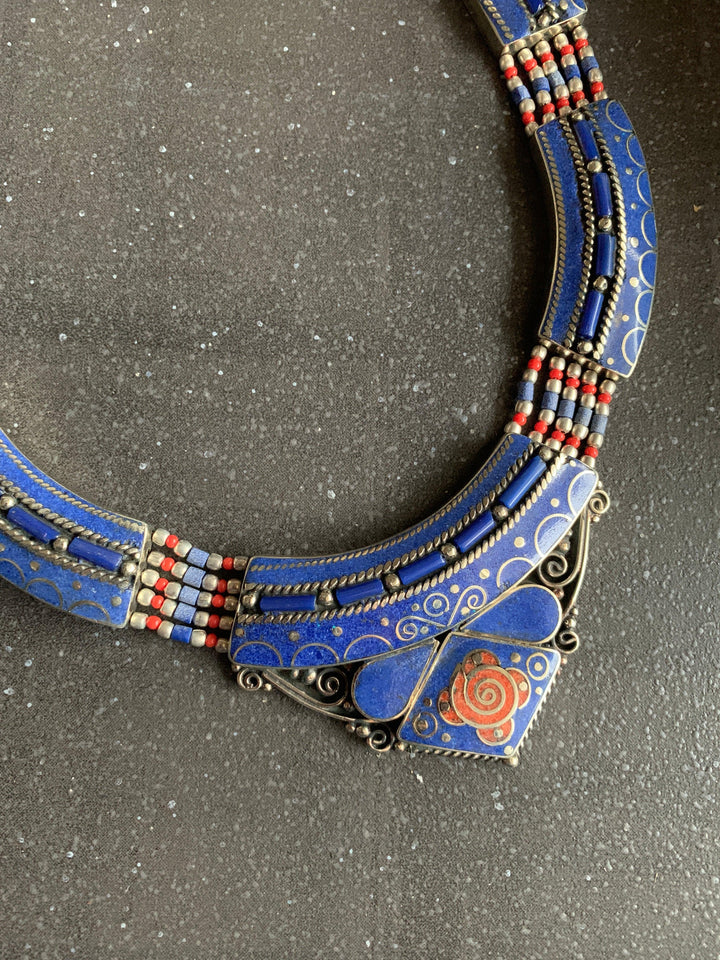 Lapis Lazuli Silver Tone Necklace - SHIVKA