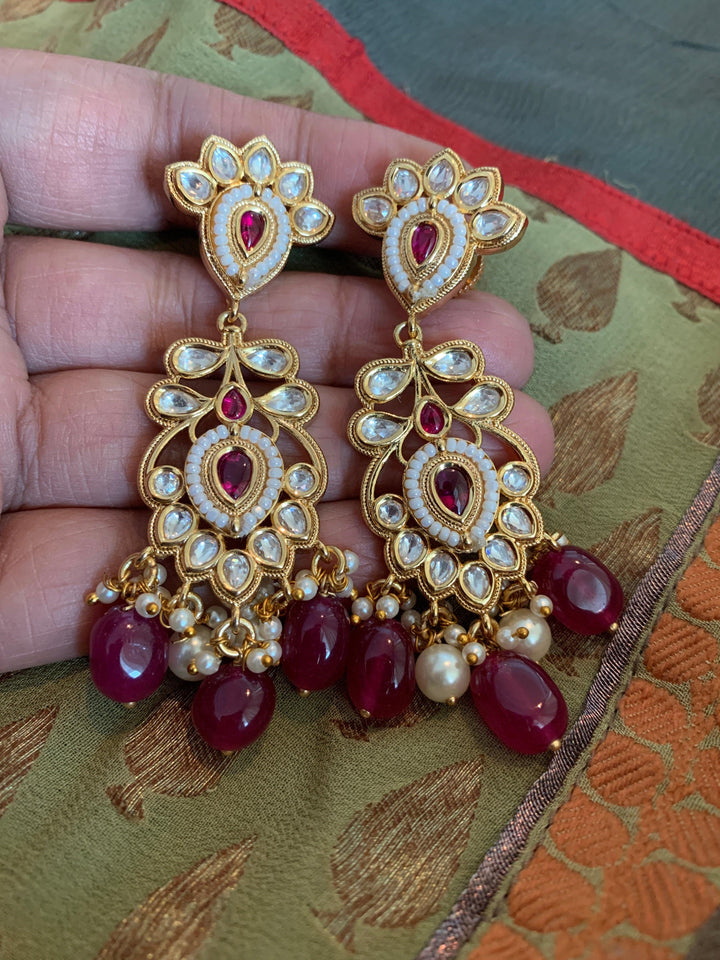 Ruby Pendant Necklace with Earrings - SHIVKA
