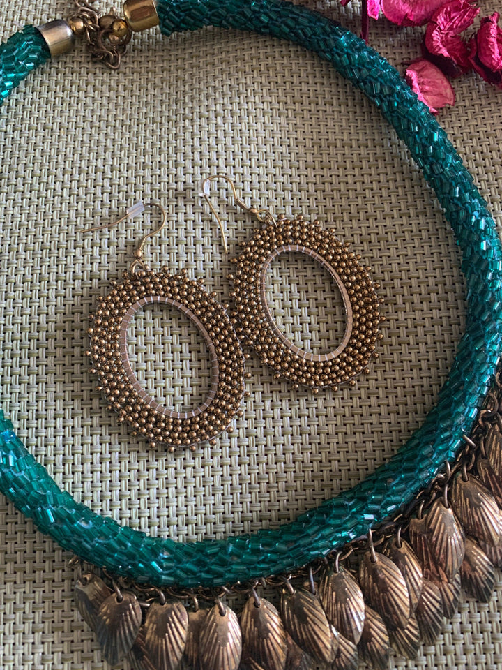 Tasseled Blue Necklace with Earrings - SHIVKA