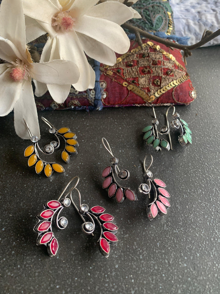 Leaf Shaped Stone Earrings - SHIVKA