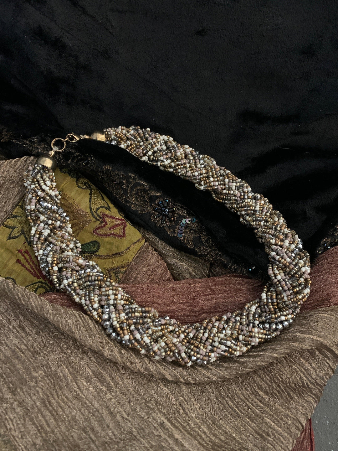 Statement Beaded Necklace with Statement Studs - SHIVKA