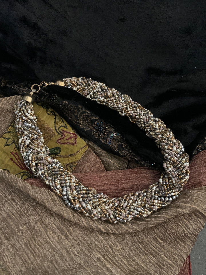 Statement Beaded Necklace with Statement Studs - SHIVKA