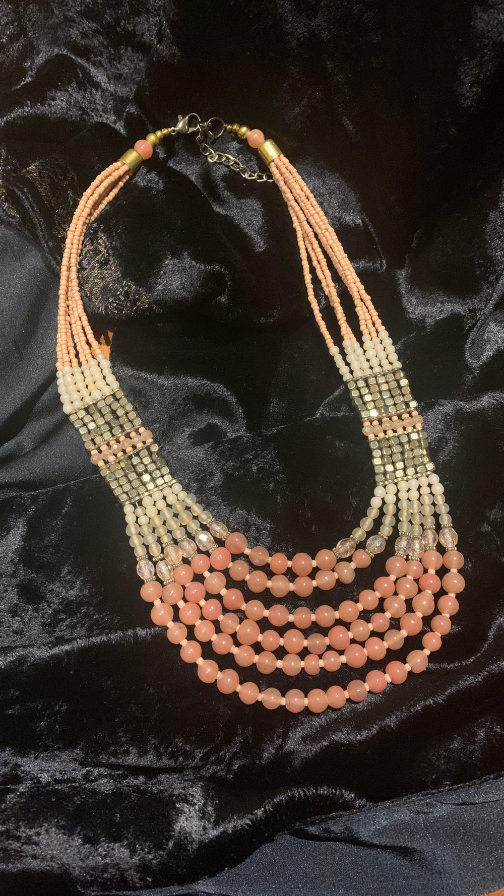 Peach and Gold Beaded Necklace - SHIVKA