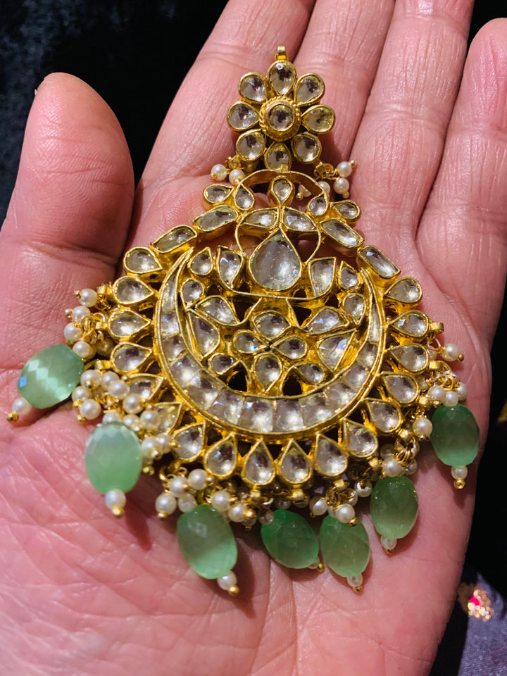 Sea Green Pachi Kundan Earrings - SHIVKA