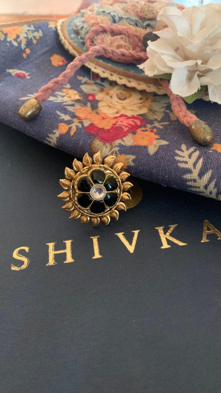 Statement Pure 925 Silver Kundan Ring - SHIVKA