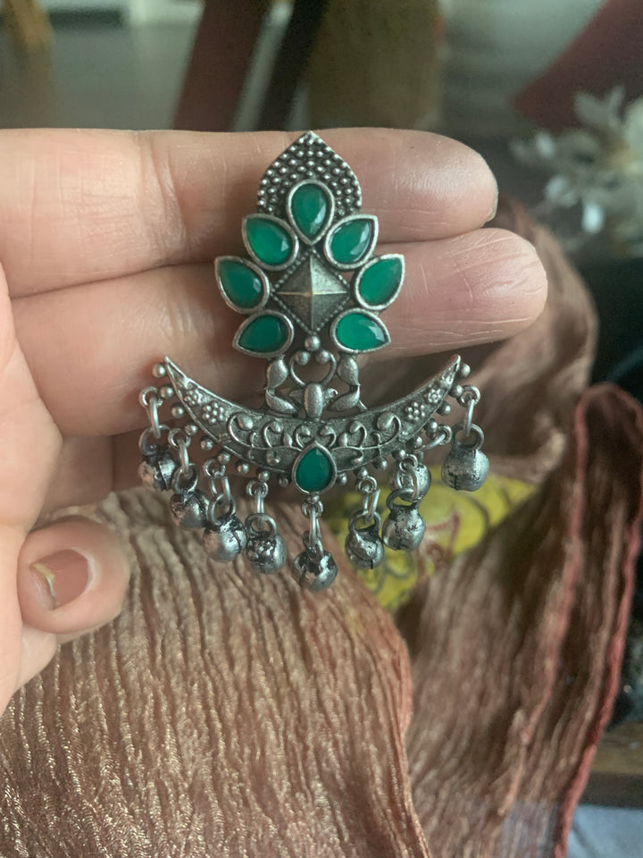 Crescent Antique Ghungroo Stud Earrings