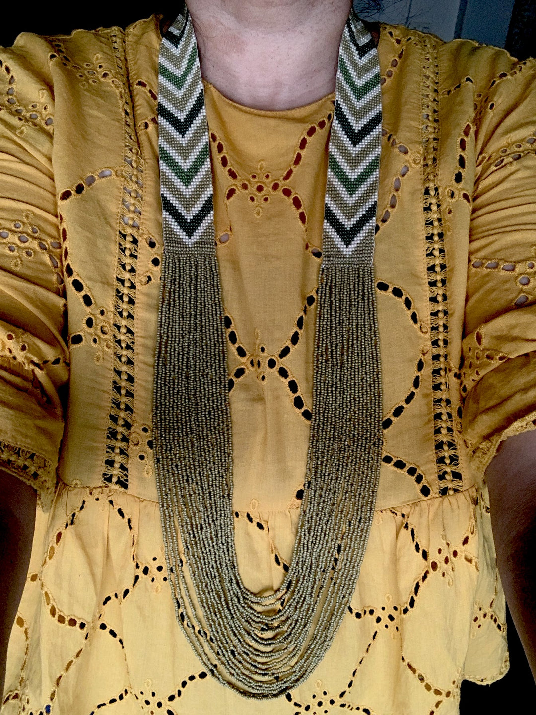 Designer Olive Beaded Necklace