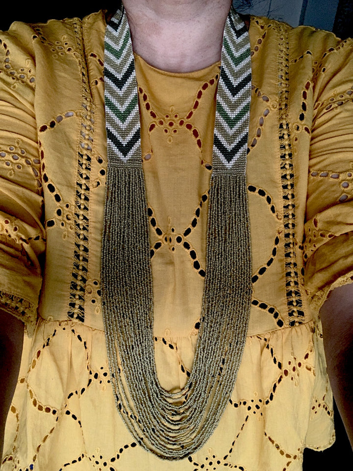Designer Olive Beaded Necklace