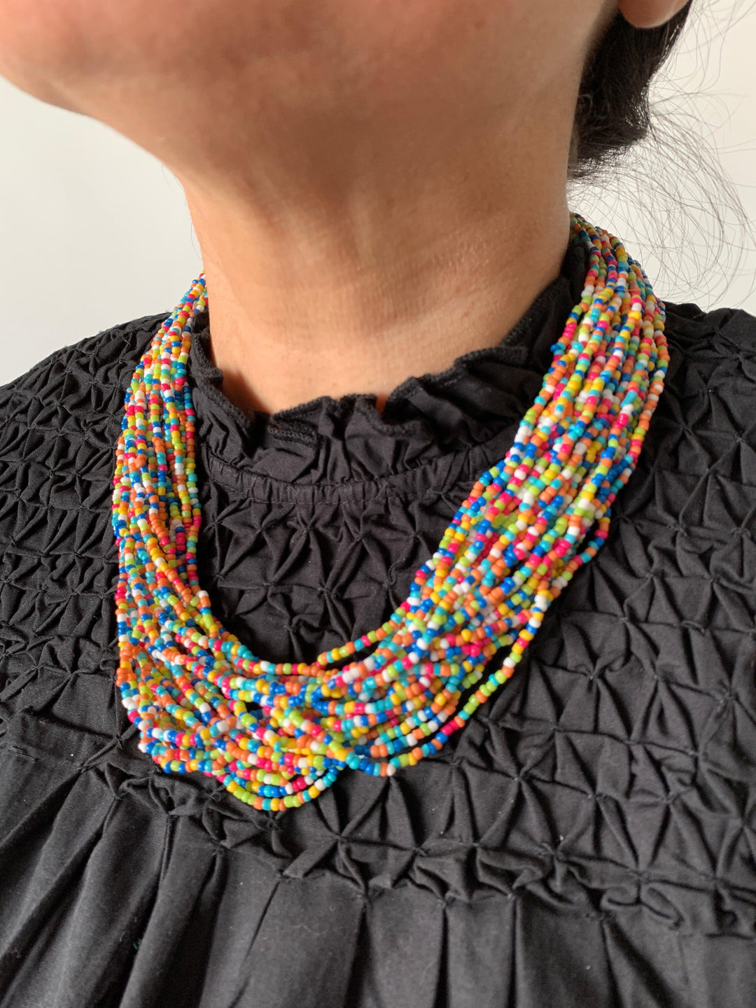 Multicoloured Statement Necklace with Gemstones Studs - SHIVKA
