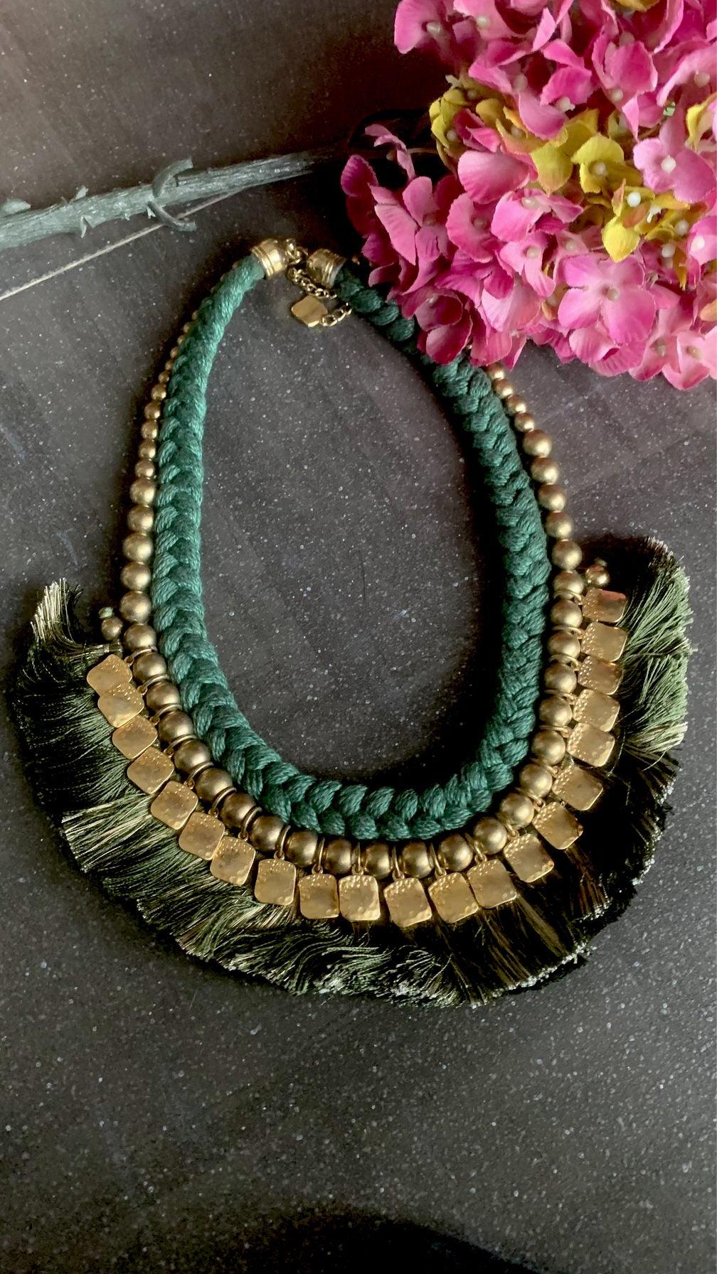 Gold Beads and Pendants Tribal Necklace - SHIVKA
