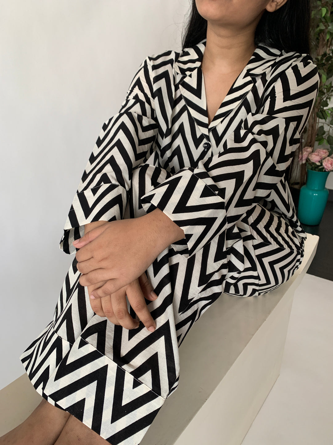 Black and White Night Suit Set