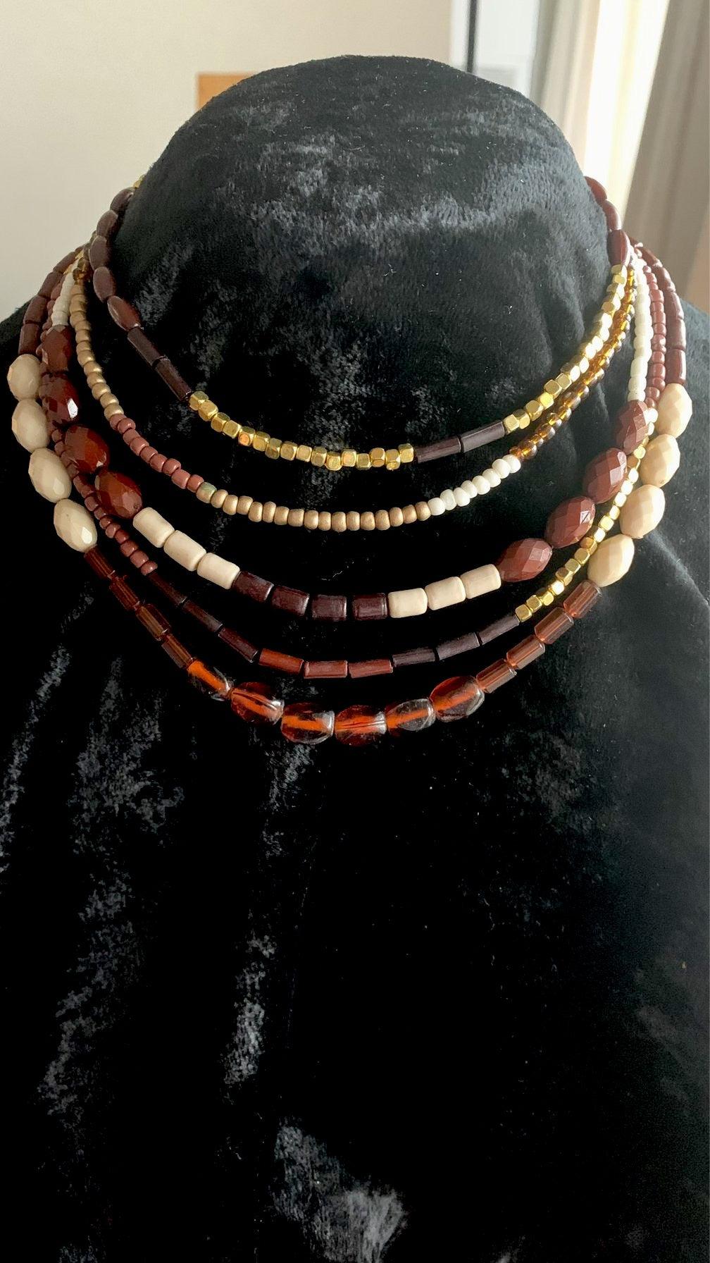 Five Layered Statement Beaded Necklace - SHIVKA