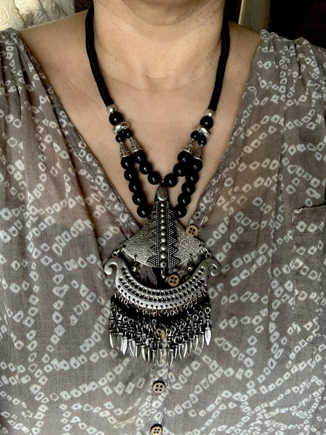 Tribal Tasseled Pendant Necklace - SHIVKA