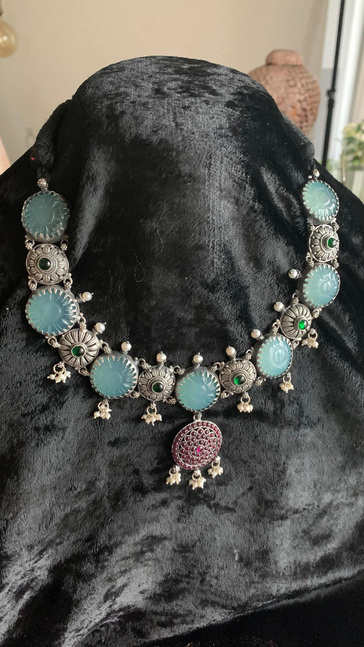 Pure 925 Silver Chalcedony Kemp Necklace - SHIVKA