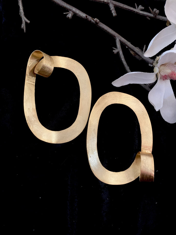Asymmetrical Statement Gold Tone Earrings