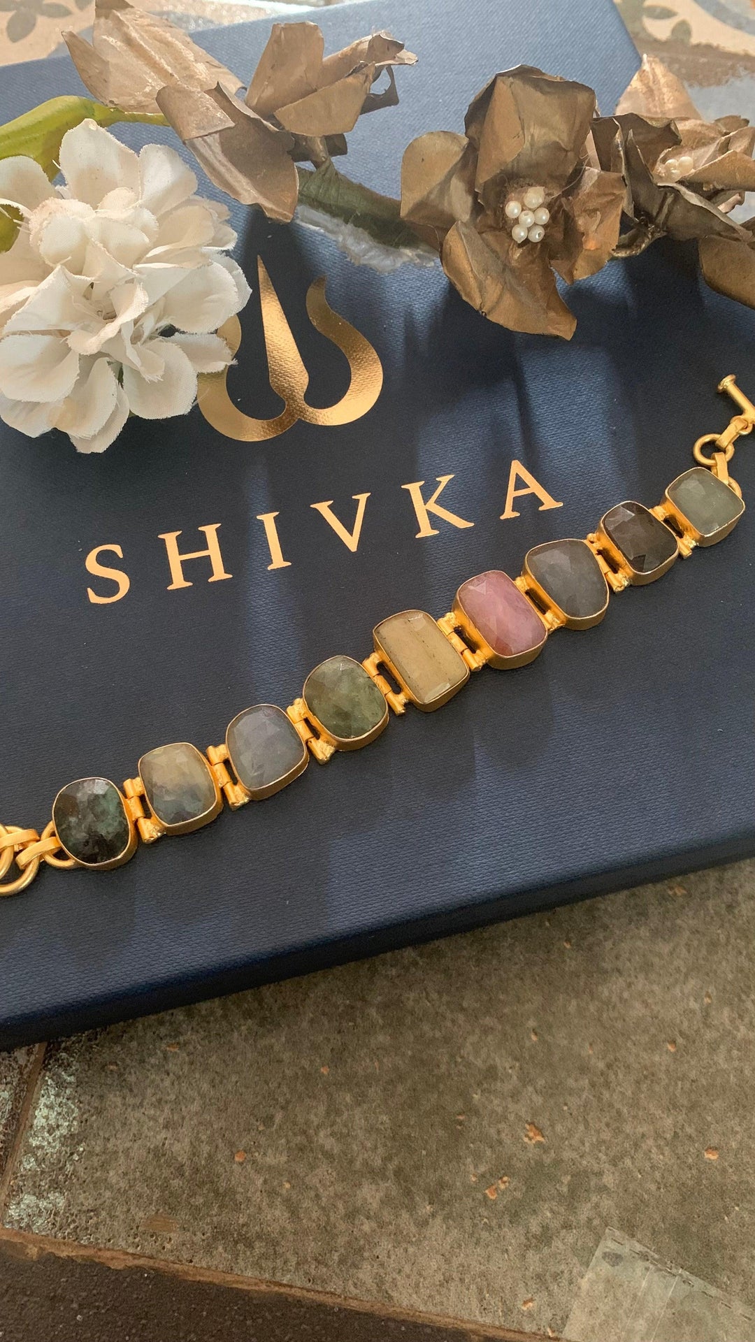 Statement Multicoloured Gemstones Bracelet - SHIVKA