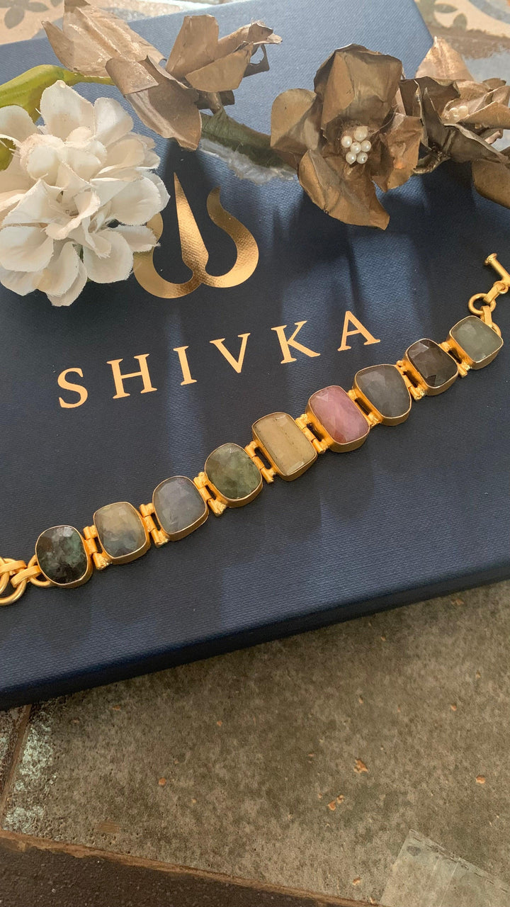 Statement Multicoloured Gemstones Bracelet - SHIVKA