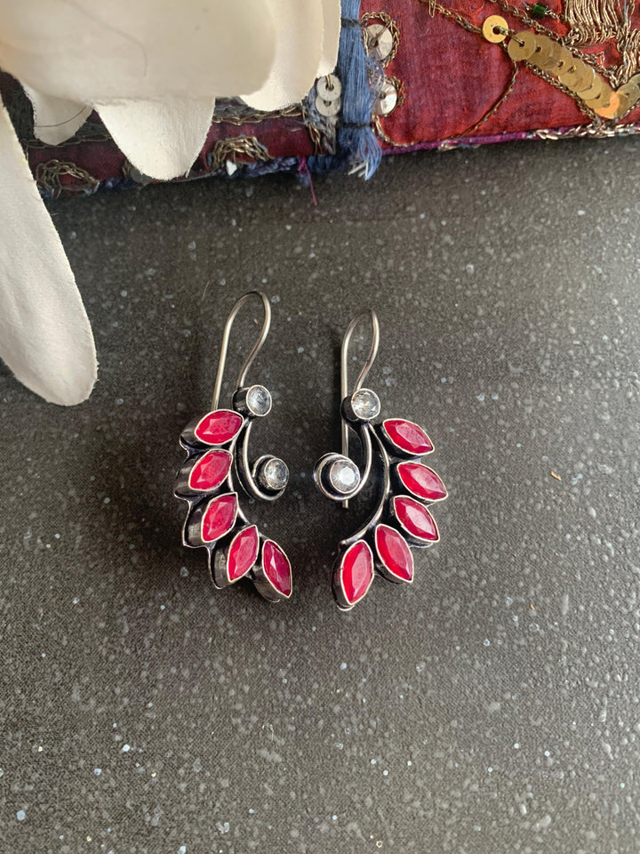 Leaf Shaped Stone Earrings - SHIVKA