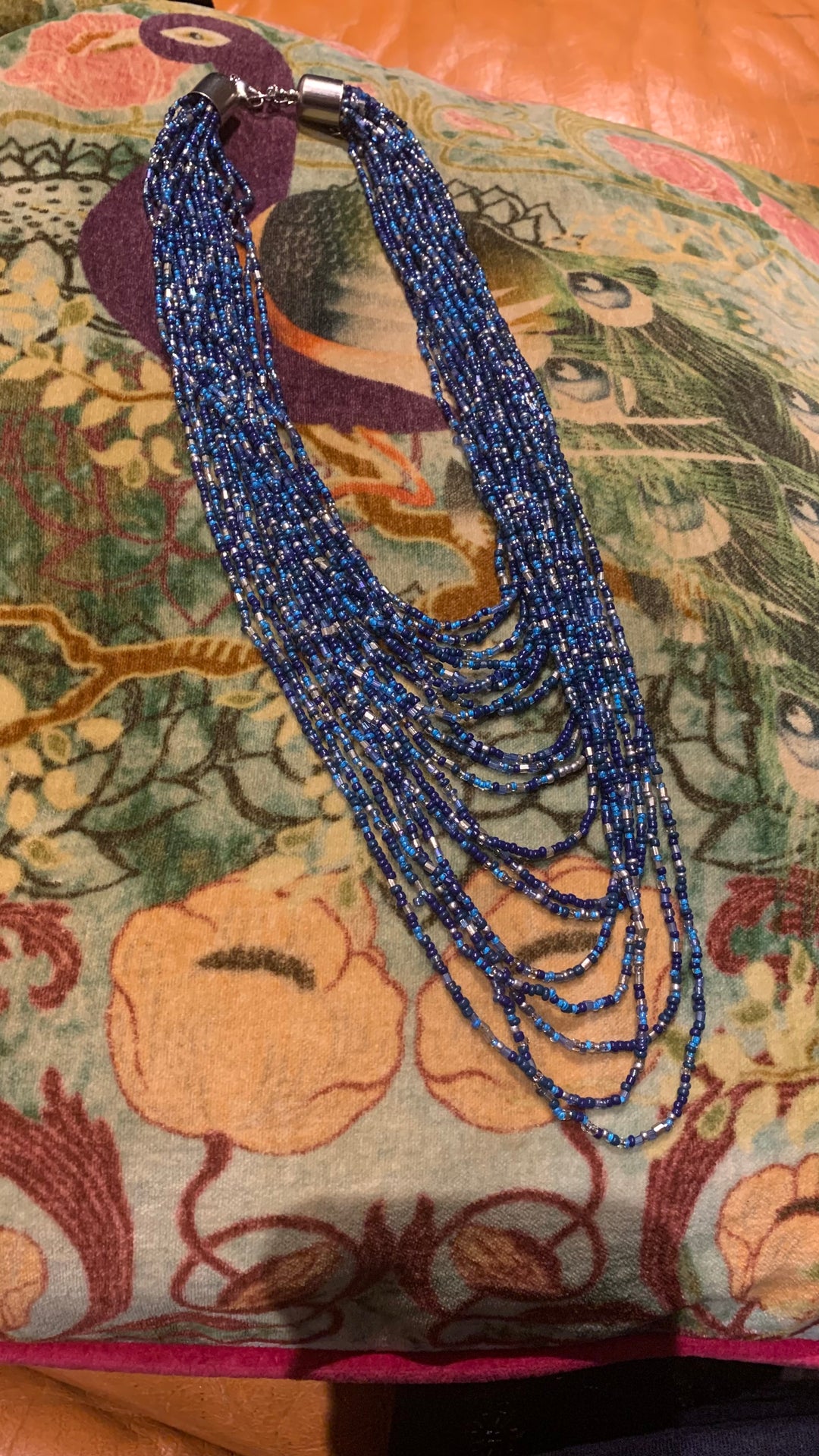 Blue and Silver Beaded Necklace