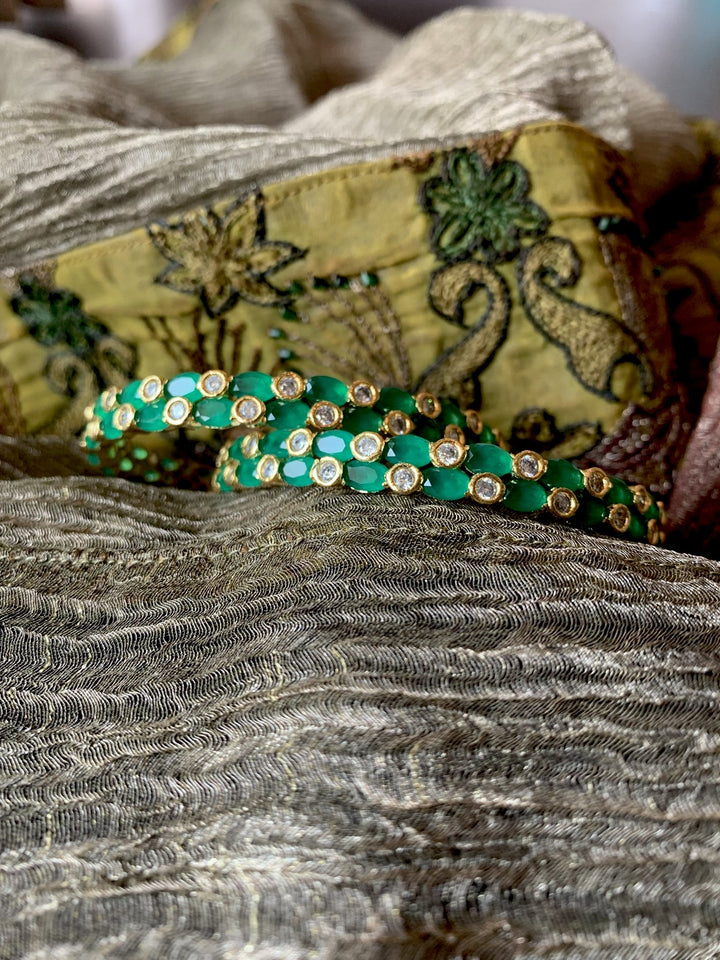 Emerald Green AD Bangles-set of 2