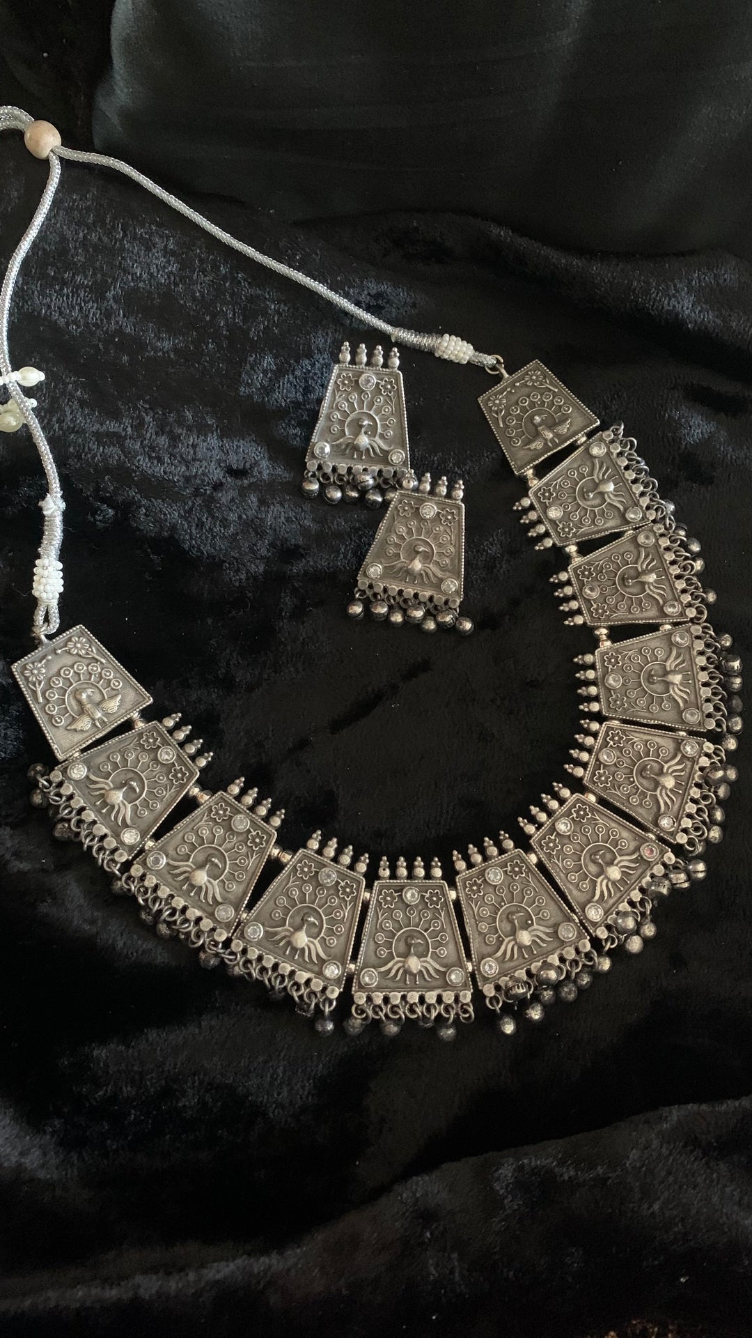 Antique Peacock Necklace with Studs