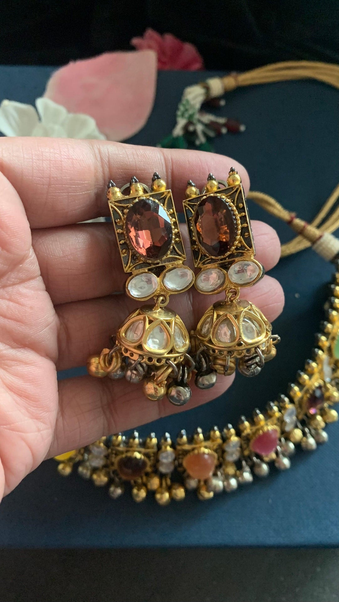 Vintage Kundan Quartz Choker with Earrings - SHIVKA