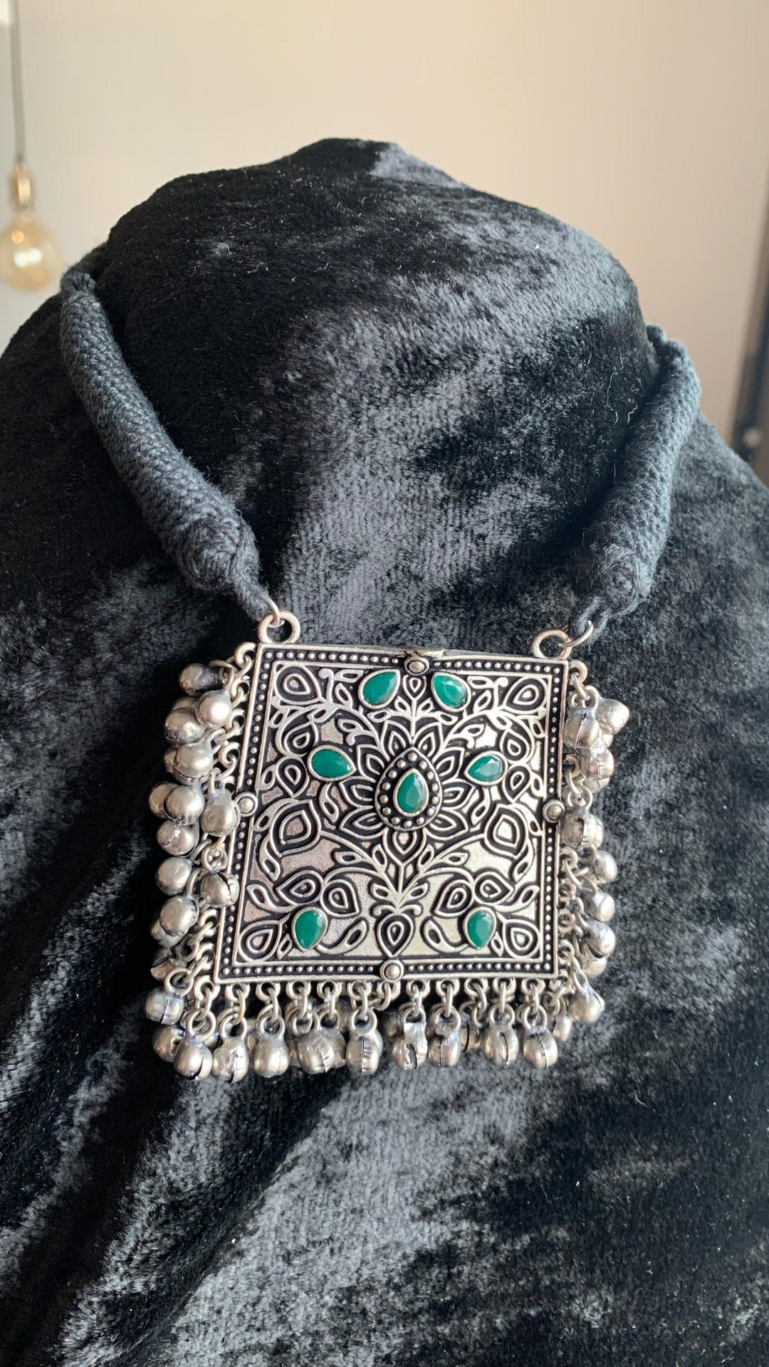 Tribal Ghungroo Pendant Thread Necklace - SHIVKA