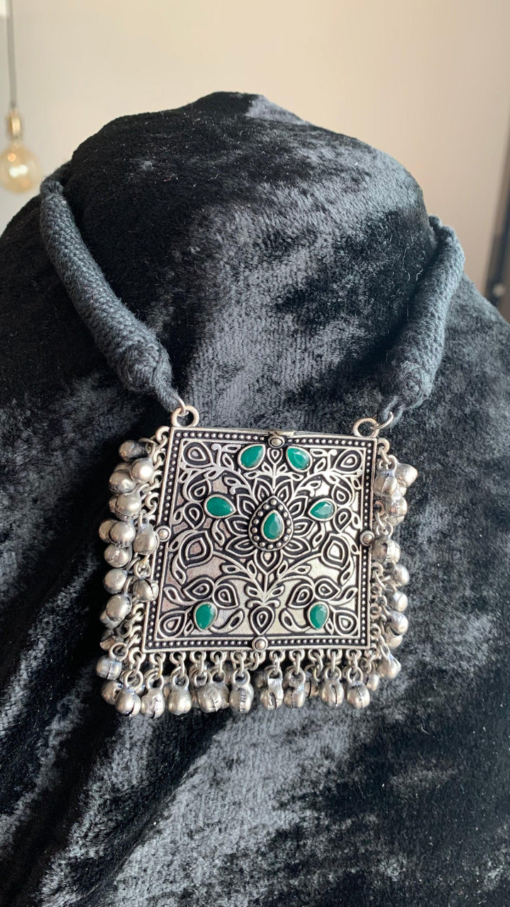 Tribal Ghungroo Pendant Thread Necklace - SHIVKA