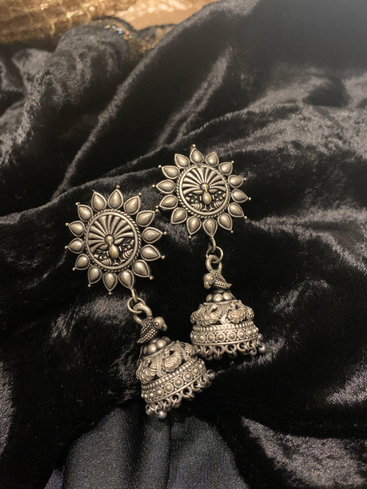 Floral Peacock Jhumkis - SHIVKA