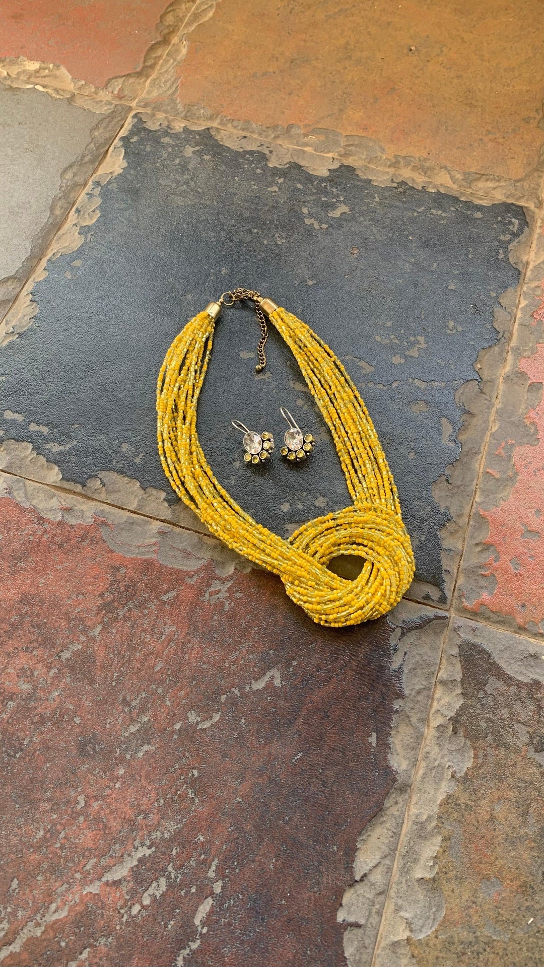 Sunshine Knotty Necklace with Statement Earrings - SHIVKA