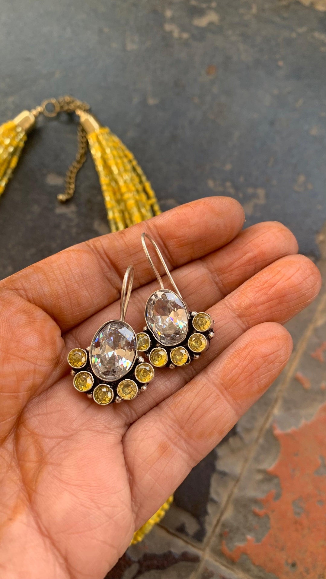 Sunshine Knotty Necklace with Statement Earrings - SHIVKA