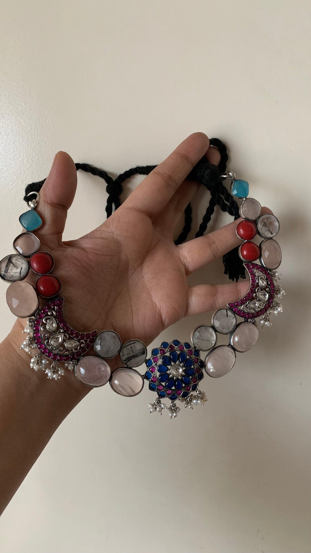 Scintillating Pure 925 Silver Kemp Stones Necklace - SHIVKA